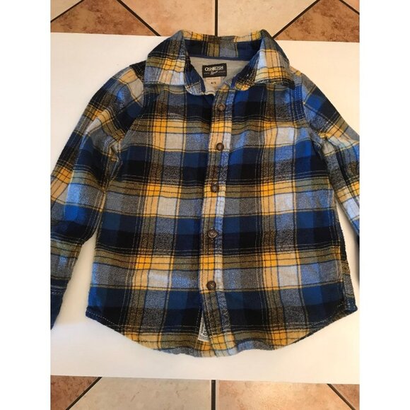 Oshkosh flannel long sleeve button up shirt boys size 4 / 5 - Picture 2 of 7